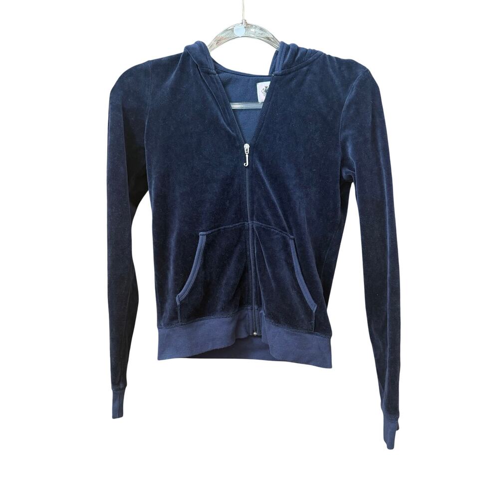 Juicy Couture Navy Bling Velour Track Jacket Youth XL 12-14 Logo 2YK
